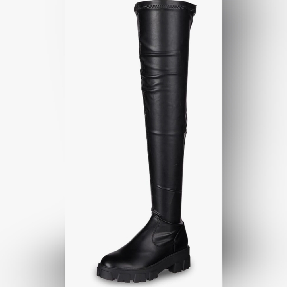 Azalea Wang Black Surgical Thigh High Boot Size 10 Gem